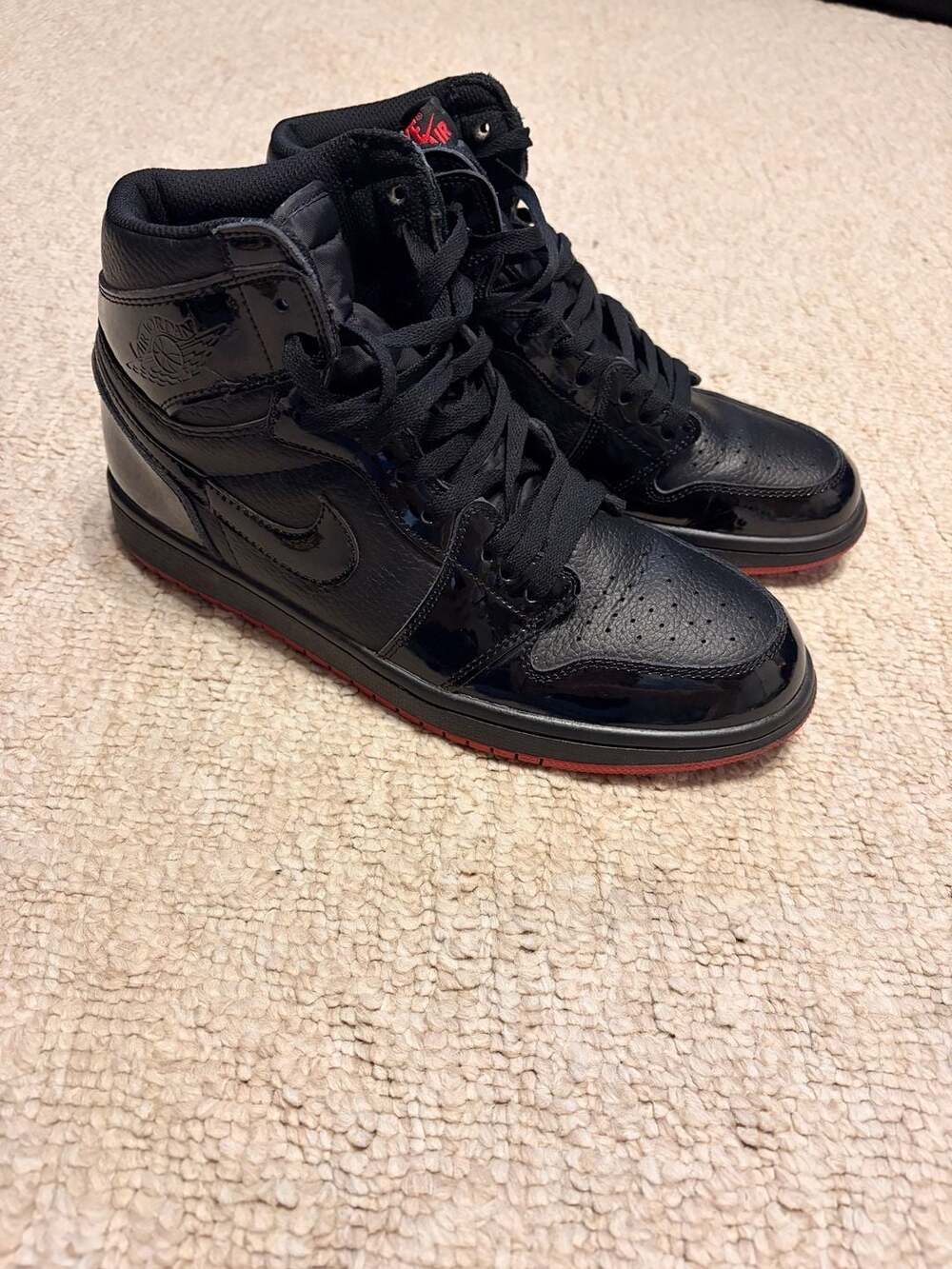 Nike Air Jordan 1 Retro High OG Black Red Patent Leather Shoes